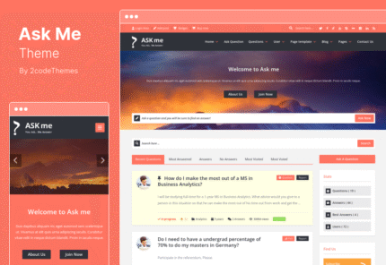 Ask Me Theme – Responsive Questions & Answers WordPress
